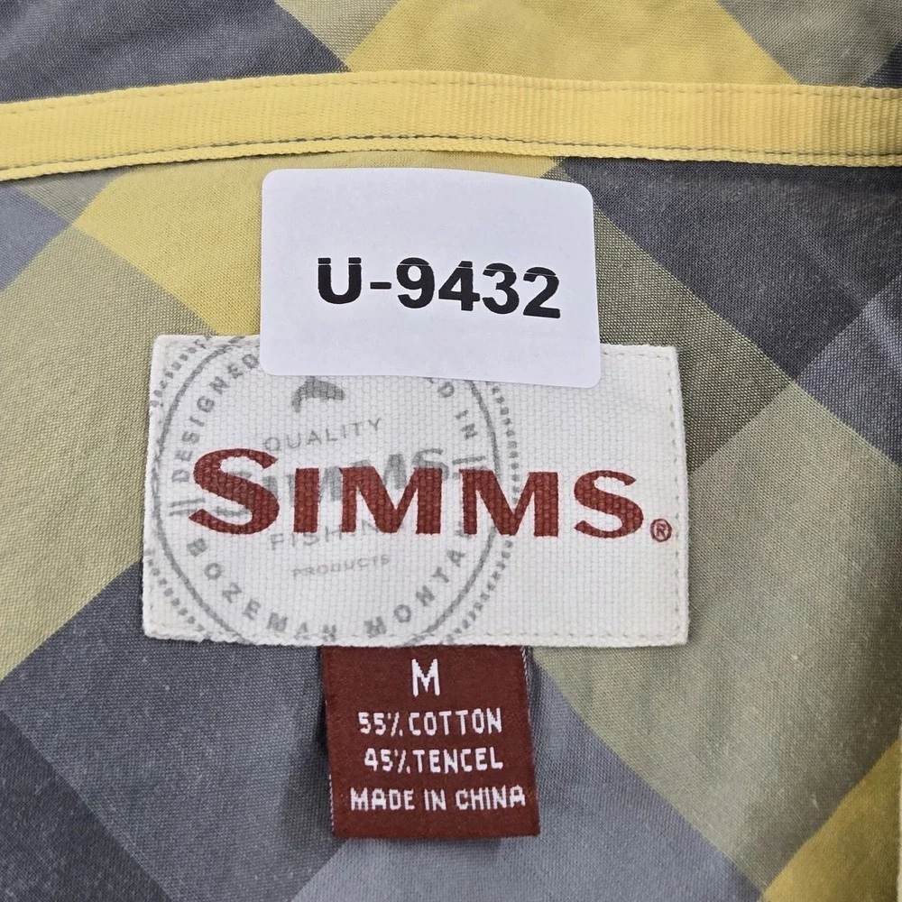 Simms Men Button Up Shirt M Yellow Plaid Outdoor‎ Casual Gorpcore Short